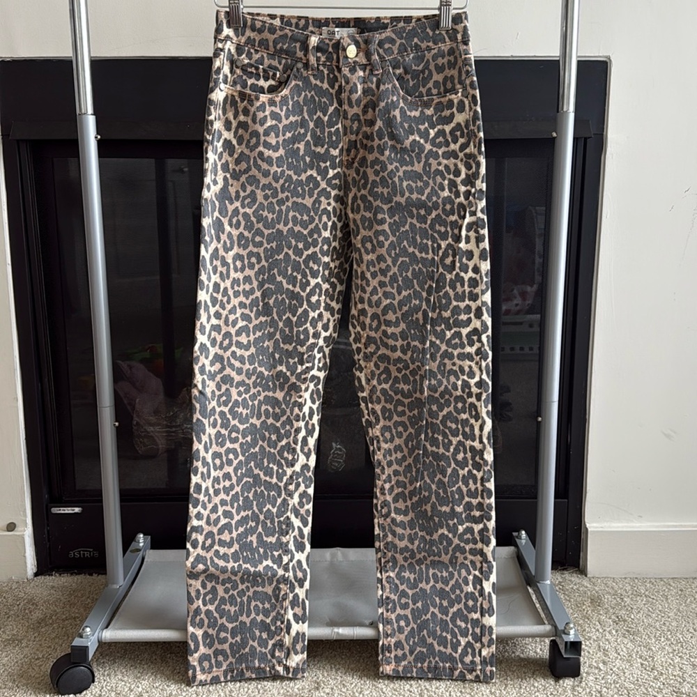 Oat New York Leopard Print Straight Jeans - Black and Brown